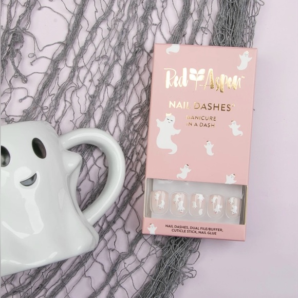 Red Aspen “Boo Season” Nail Dashes Manicure In A Dash Pale Pink Ghosts Halloween - Picture 1 of 11